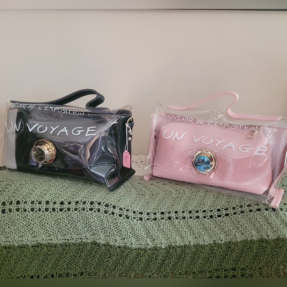 Transparent Black and Pink Handbags